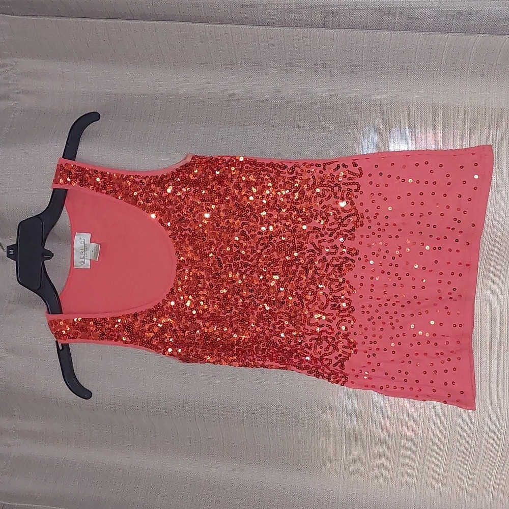Sequin orange tank top size M